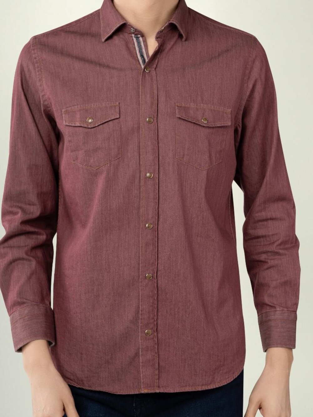 Luchiano Visconti Red Denim Snap Front Shirt/12277